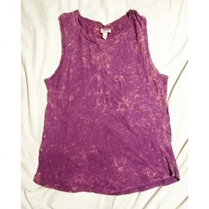 Magenta shibori dyed cut off tee